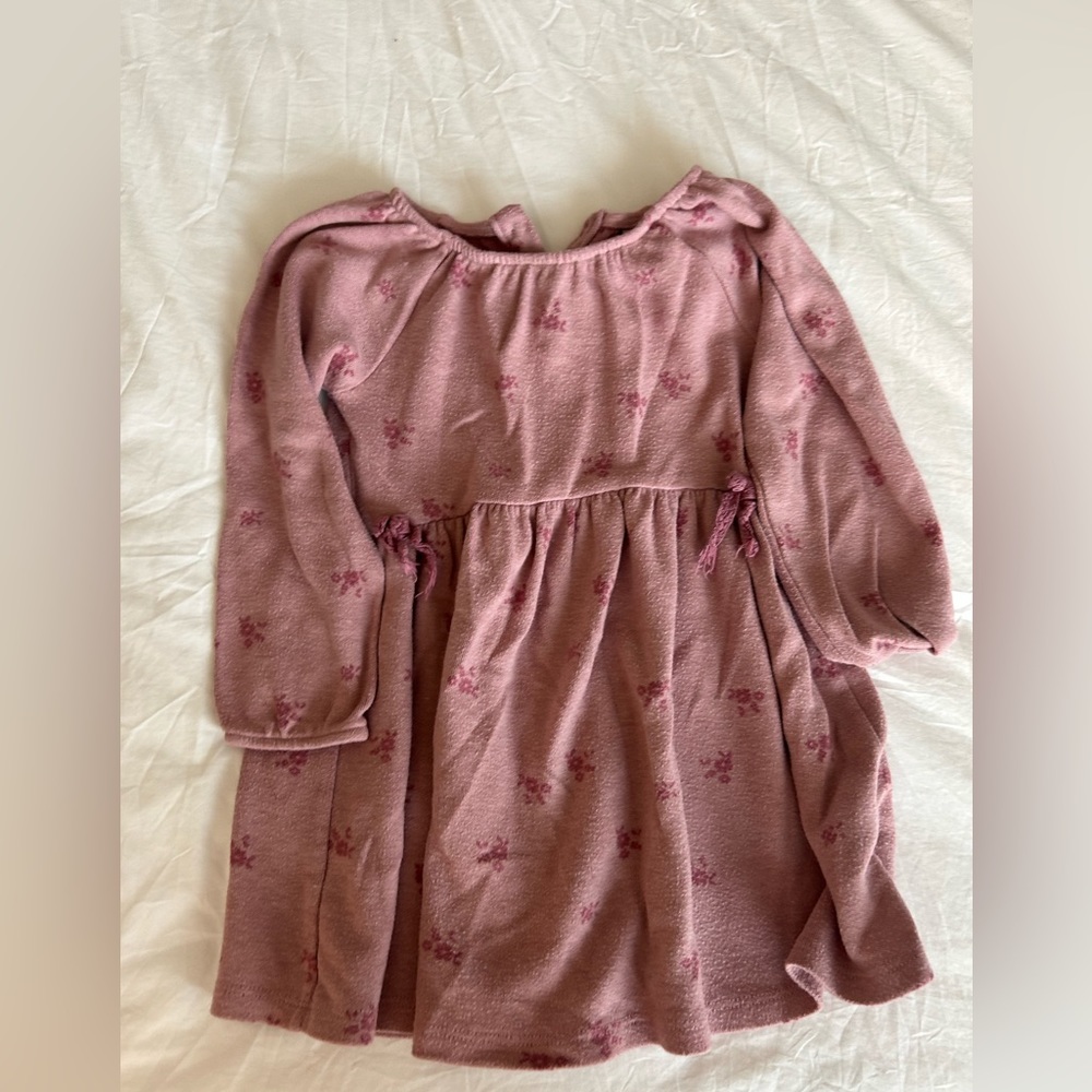 Zara Pink Knit Dress floral 3-4yrs